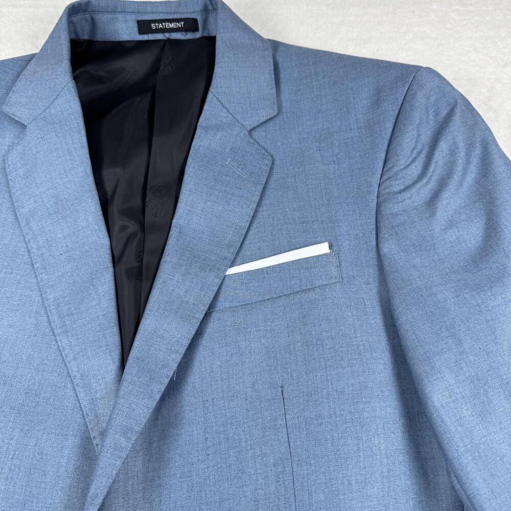 Statement Suit Mens Size 38R Blue Super 180s Wool Cashmere 2Pc 32W Slim Fit - Picture 4 of 14